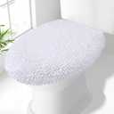 Smiry Soft Chenille Bathroom Toilet Lid Cover, Machine Washable Covers, 17.5x15, Fits Most Round, Elongated and Oblong Lids, Accessories Decor, White