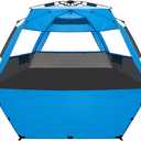 WhiteFang Deluxe XL Pop Up Beach Tent Sun Shade Shelter for 3-4 Person, UV Protection, Extendable Floor with 3 Ventilating Windows Plus Carrying Bag, Stakes, and Guy Lines, X-Large