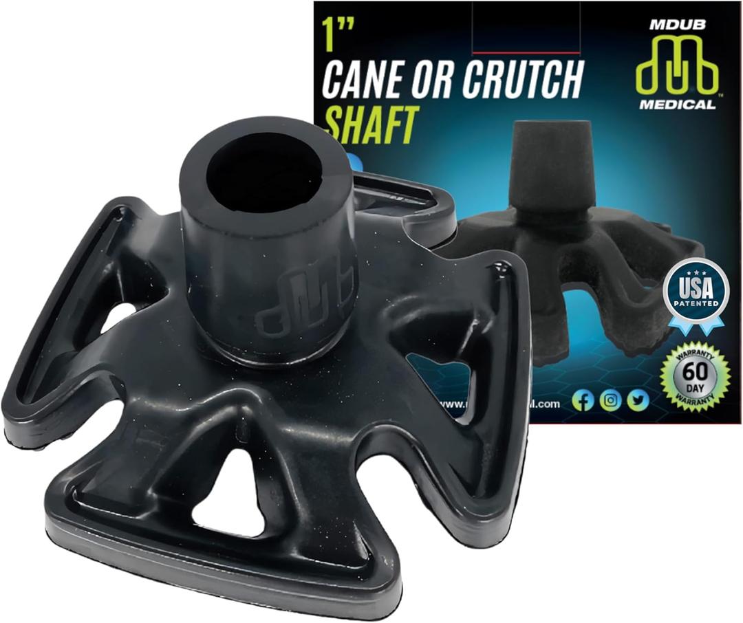 MDUB Medical All Terrain Tip - Heavy Duty Design Cane or Crutch Tip - Sand, Snow, Dirt, and Rain Tip for 1" Shafts | Black | 1 Pack