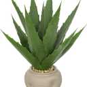 Hollyone Large Artificial Agave Plants 16“ Fake Succulents Potted Faux Aloe Vera Plant in Ceramic Pot Succulent Agave Plants for Desk Modern Office Living Room Table Shelf Home Indoor Outdoor Decor