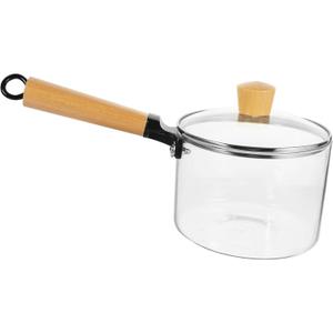 Kitchen Cooking Pot Glass Soup Pot Wooden Handle Heat Resistant Glass for Cooking
