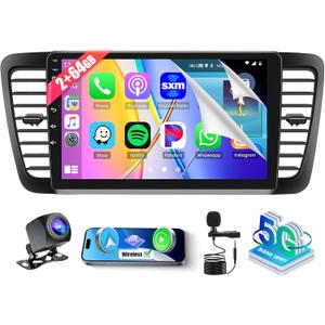 [DSP&EQ] 2G+64G Car Radio for Subaru Legacy Outback 2003-2009, 9 Inch Android Touch Screen Car Stereo with Wireless Carplay/Android Auto, Bluetooth, GPS Navi, 5GHz WiFi + Backup Camera