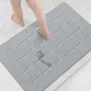 OTHWAY Large Stone Bath Mat, 32"x 20" Diatomaceous Earth Bath Mat for Bathroom Quick Drying Absorbing, Long Non-Slip Diatomite Hard Stone Shower Mat Instant Dry(Light Grey)