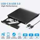 External DVD Drive USB 3.0 Type-C CD Burner Portable CD +/-RW Drive DVD Player for ROM Rewriter Burner Compatible with Laptop Desktop PC Windows MacBook Linux Mac OS