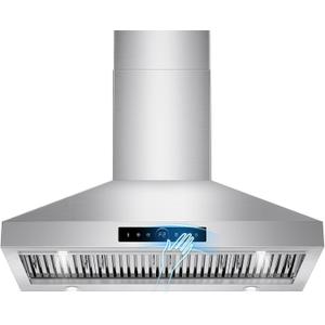 48 inch Range Hood Wall Mount, 1500 CFM with 4-Speed Gesture Sensing & Touch Control, Stainless Steel Ducted Kitchen Stove Vent Hoods with 4 LED Lights, Time Setting, Dishwasher-Safe Baffle Filters