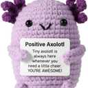 TOYMIS Positive Axolotl Crochet, Mini Cute Pocket Knitted Encouragement Axolotl Emotional Plush Animal Crochet Toy Uplifting Gifts for Friends Party Decoration Christmas Day Birthday Presents(Purple)