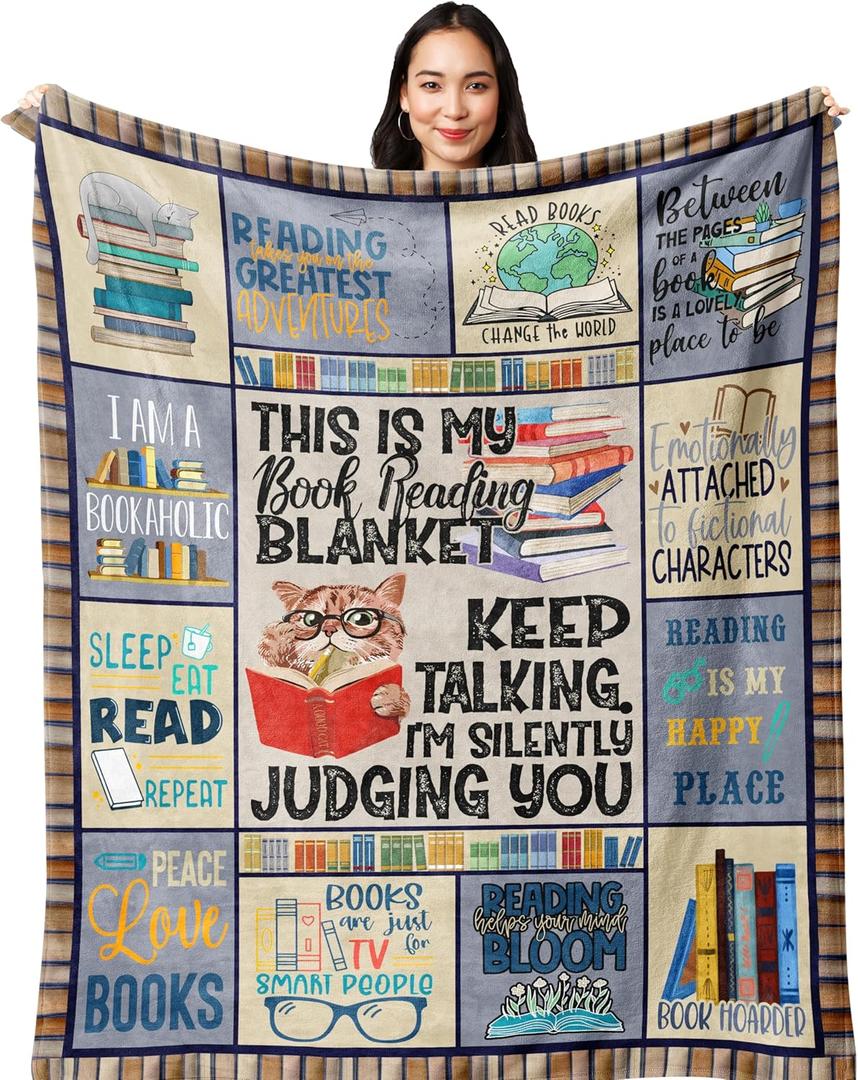 Book Lovers Gifts,Gifts for Book Lovers Women/Reader,Librarian Gifts,Book Reader Gifts,Book Club/Bookworm/Reading Gifts for Book Lover Bookish,Literary Gifts Blanket 60"x50"