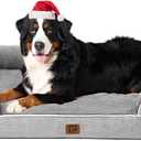 EHEYCIGA Orthopedic Dog Beds for Extra Large Dogs, Waterproof Memory Foam XXL Pet Bed with Sides, Non-Slip Bottom and Egg-Crate Foam Big Dog Couch Bed with Washable Removable Cover, Grey
