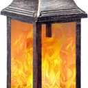 TomCare Solar Lights Metal Flickering Flame Solar Lantern Outdoor Hanging Lanterns Lighting Heavy Duty Solar Powered Waterproof Umbrella LED Flame Lights for Garden Patio Pathway Deck Yard, Bronze