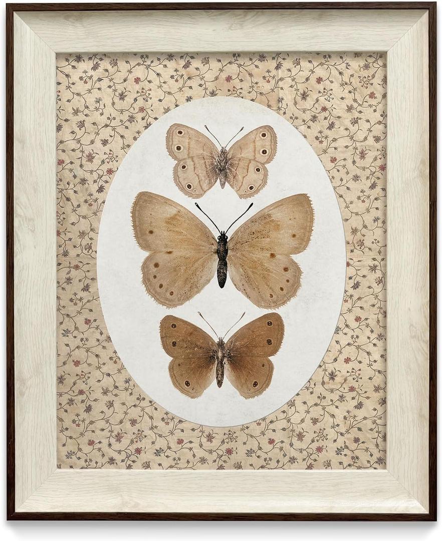 razliubit Butterfly Wall Art Prints, Replaceable Framed Vintage Wall Decors for Room Aesthtic, Small Framed Artwork Oil Painting for Bedroom Bathroom Kitchen Office Decor(10"x12")