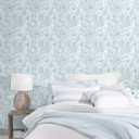 Dimoon 17.3" X 137.7" Peel and Stick Wallpaper Blue White Boho Contact Paper Modern Floral Leaf Wallpaper Renter Friendly Waterproof Removable Self Adhesive Wall Paper Bedroom Bathroom Cabinets Vinyl