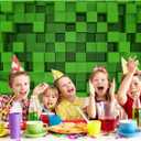 2 x 6X4FT Cube Pattern Photo Backdrop Green Square Party Photography Background Event Decoration Backdrop Cartoon Theme Birthday Party Wedding BY318