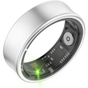 Smart Ring for Men & Women - 5ATM Waterproof, Health & Fitness Tracker, Heart Rate Monitor, Hand Gesture Brush Tiktok, Titanium Alloy Smart Rings for iOS/Android(Matte Silver #8)