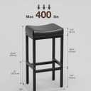Bar Stools Set of 24 Inch of 3, Counter Height Chairs for Kitchen Island, Leather Seat with 400 LBS Heavy-Duty Metal Frame and Adjustable Feet, Easy to Assemble for Bar, Caf or Dining Room,Black
