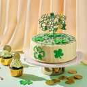 2 x Happy St Patrick's Day Acrylic Cake Topper Lucky Day Clover Shamrock Beers Horseshoe Cake Decorations for Irish Theme Party