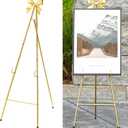 53”H Metal Gold Easel Stand for Sign, Large Adjustable Display Standing with Butterfly Bow Top for Wedding Displaying Pictures Poster Holder Showcasing