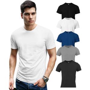5pcs Men's Short Sleeve Crew Neck T-Shirt, with Modern Cut (Gray, L)