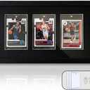 Trading Card Display Frame for 3 Cards, Tempered Glass Sports Card Frame, Wall Mount or Tabletop Card Display Case for Baseball Basketball Football Hockey Cards