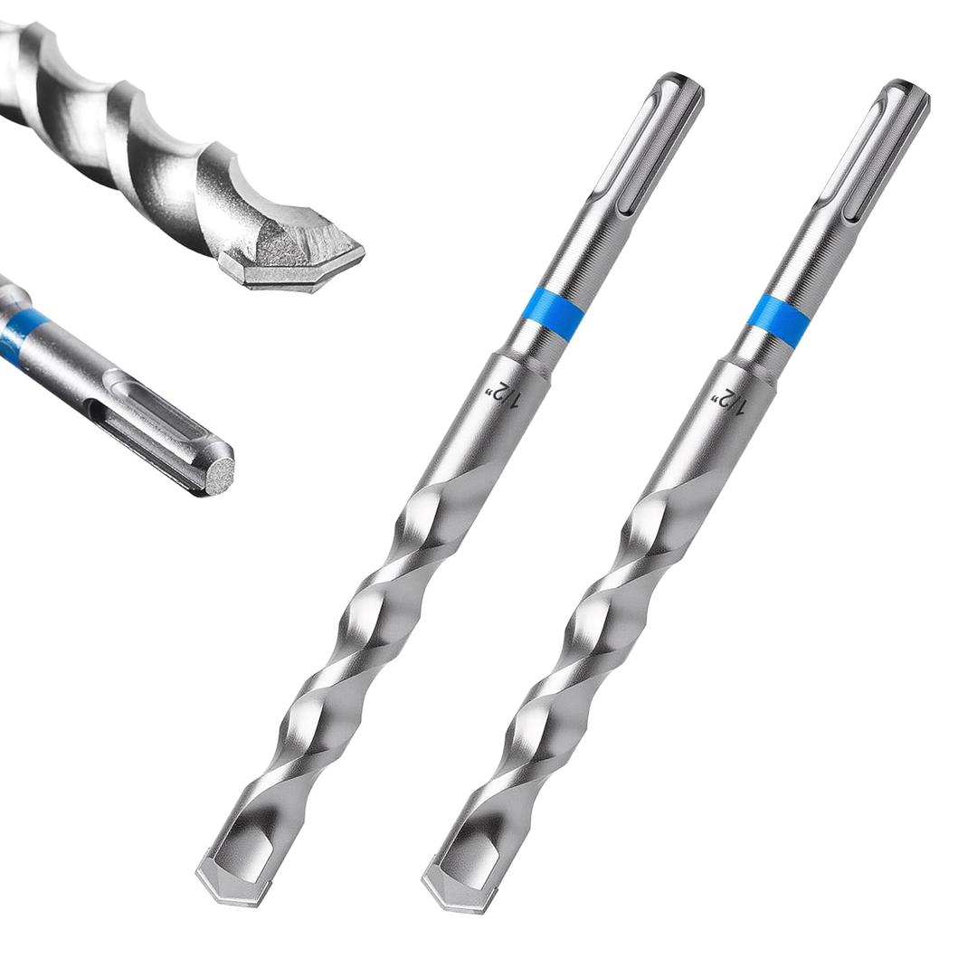 toolant Masonry Drill Bit,SDS Plus Rotary Hammer Drill Bits Set for 1/2" x6inch 2pcs,Carbide Tipped 2-Cutter for Concrete,Masonry and Brick