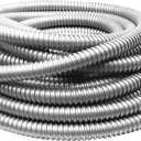 1/2 Inch Flexible Reduced Wall Electrical Conduit, 50 Ft Stainless Steel Cable Sleeve Tube for Home Low Voltage Cables Management, Wiring and Protection