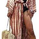 Chunoy Women Loose Open Front Long Kimono Cardigan Beach Wear Cover Up
