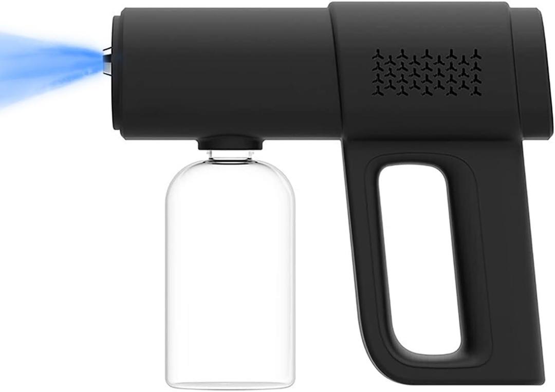 Professional Fogger Machine, 380ml Wireless Nano Sprayer Gun, Rechargeable ULV Atomizer with Blue Light for Touchless Cleaning
