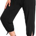 DIBAOLONG Womens Yoga Pants Capri Loose Workout Sweatpants Comfy Lounge Joggers with Pockets Black L