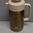 PortableAnd 34oz Double Vacuum Insulation Large Silicone French Press Coffee Maker, Metal Stainless Steel, Matte Black, Perfect for Camping, Travel, and At-Home Use (Light Gold)