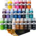 FolkArt 99445 24 Bottle Acrylic Craft Paint Set with 10 Pack of Brushes, 2oz, Colors May Vary