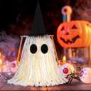 Halloween Decorations Indoor 12 Inch Light up Boho Ghost Decorations with Witch Hat Large Spooky Tabletop Decor for Halloween Table Centerpieces Mantel Windowsill Shelf Decor