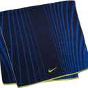 Nike Striped Jacquard Towel (Large, Midnight Navy/Game Royal/Venom Green)