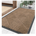 Smiry Front Door Mat Outside Entrance, Heavy Duty Sturdy Natural Rubber Doormat, Trap Dirt and Moisture, Easy Clean Low Profile Mats for Indoor Outdoor Entry, Irregular Triangle (36x24, Coffee)