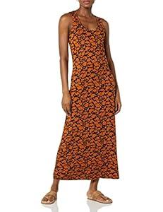 Amazon Essentials Women's Tank Maxi Dress, Brown Floral Print, Medium