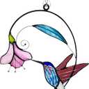 2 x Brown Hummingbird with Flower 7.87" Stained Glass Window Hanging Sun Catcher Blue Bird Stained Glass Window Hangings Suncatchers Decor Gifts for Home Indoor Outdoor Garden