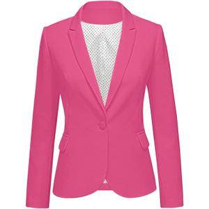 luvamia Women's Long Sleeve Formal Notch Lapel Button Down Blazer Pockets Jacket (Large, Hot Pink)