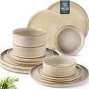 AmorArc Ceramic Dinnerware Sets, Handmade Reactive Glaze Stoneware Plates and Bowls Sets,Highly Chip and Crack Resistant | Dishwasher & Microwave Safe Dishes Set, Service for 4 (9 Pc) (Cappuccino)