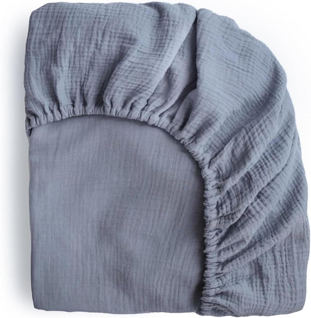 mushie Extra Soft Muslin Fitted Twin (Blue)