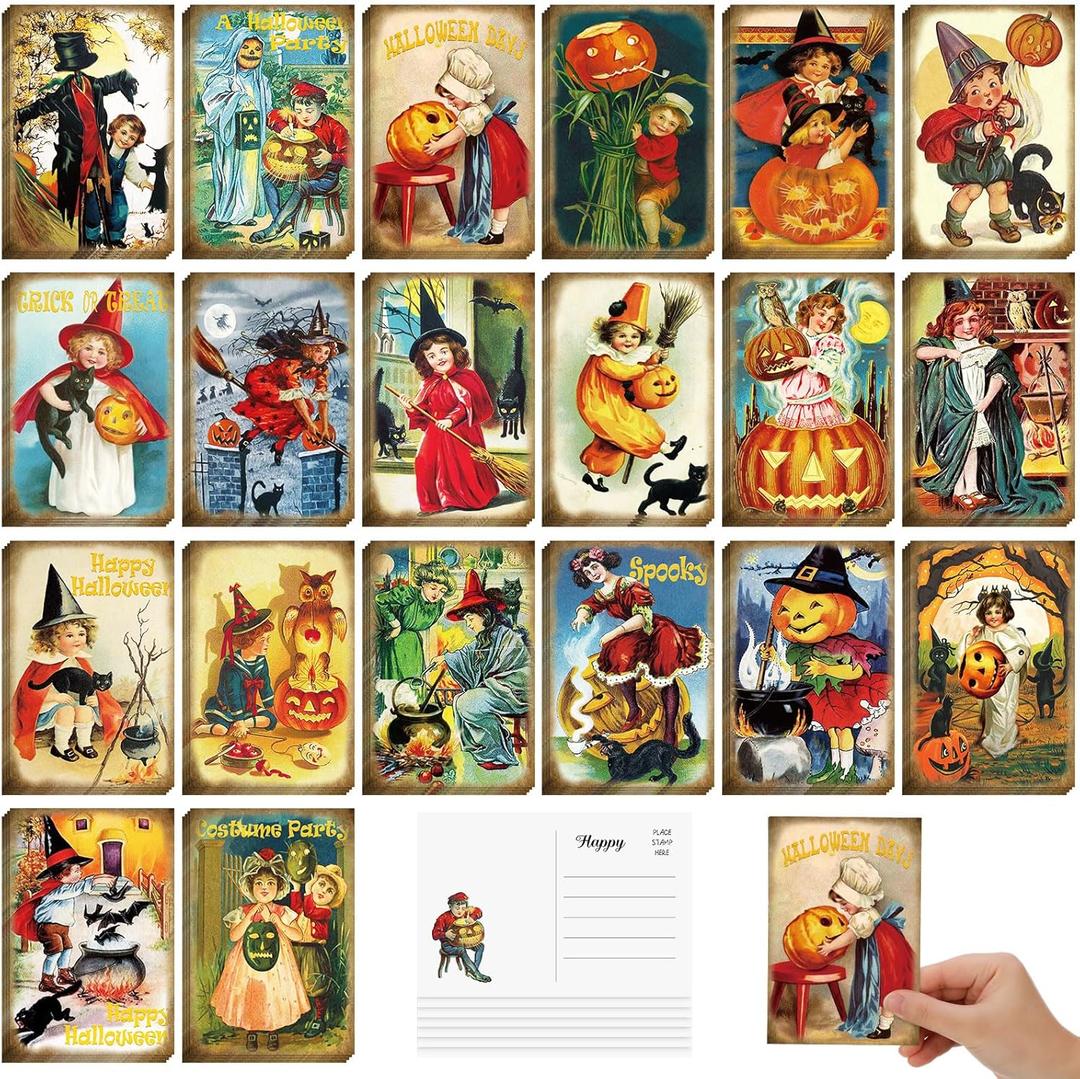 Nuanchu 80 Pcs Vintage Halloween Postcards 4 x 6 Retro Halloween Greeting Cards Scary Pumpkin Cats Postcards Horror Holiday Blank Cards for Friends Relatives, 20 Designs Nuanchu 80 Pcs Vintage Halloween Postcards 4 x 6 Retro Halloween Greeting Cards Scary Pumpkin Cats Postcards Horror Holiday Blank Cards for Friends Relatives, 20 Designs