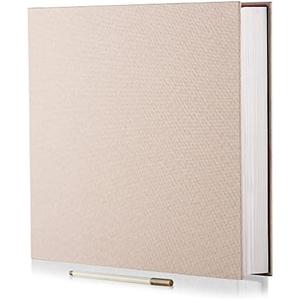 Large Photo Album Self Adhesive 4x6 5x7 6x8 8x10 Pictures Scrapbook Magnetic Album DIY Scrap Book 60 Sticky Pages Linen Cover DIY Photo Album with A Metallic Pen and DIY Accessories(Light Beige),