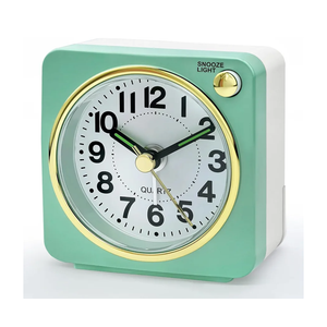 Ultra Small Battery Analog Travel Alarm Clock, Retro Bedside Table Clocks for Bedrooms, Desk Clock, Vintage Home Decor for Bathroom Kichen Living Room, Mint