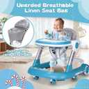 Baby Walker with Wheels 5 in 1 Foldable Activity Center Without Push Handle Mute Wheels Adjustable Heights Anti-Fall Push Walkers Boys Girls Safe Infant Toddler Walker with Footrest 6-24 Months