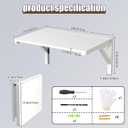 MM MELISEN Wall Mounted Folding Table, 23.6"L x 15.7"W, White, Space-Saving Design, 60X40CM/24X16IN