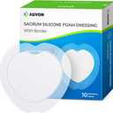AUVON Sacral Silicone Foam Dressing with Clear Border for Easy Wound Monitoring, Waterproof & Breathable Foam Wound Dressing 7.2"x7.2", Absorbent Bed Sore Bandages, Box of 10 Sacral Pads