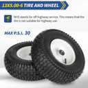 GICOOL 13x5.00-6 Rubber Lawn Mower Tire and Wheel, 2 Pcs Replacement 13x5-6nhs Riding Mowers Lawn Pneumatic Tire with Bearing Bore 3/4" & 5/8", 3" -4.5" Centered Hub