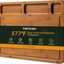 THETCHRY Carbonized Bamboo Cutting Boards for Kitchen, 1"Thickened Cutting Board with Juice Groove, Large Butcher Block with Handle, Wood Charcuterie Chopping Board for Prep & Serving Tray, 17" x 13"