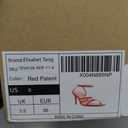 Elisabet Tang Women's Heels Sandals Square Toe Shoes Stiletto Heeled Strappy Sandals For Women Open Toe Sexy Dress Shoes Red 6