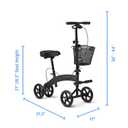 Medline Manual Seated Mobility Scooter Knee Walker, 8 Wheels, 300 lbs. Capacity, Black- for Leg & Foot Injuries, Crutch Alternative, 1 Ct.