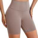 2 x BAYDI Clouduxi Biker Shorts for Women 6" High Waisted Workout Gym Running Shorts Womens Buttery Soft Yoga Pants (Beige, S)