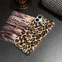 Leopard Case for iPhone 16 Case Cheetah Women Trendy Aesthetic Clear Silicone Protective Shockproof Phone Cases with Beade Phone Strap Lanyard for iPhone