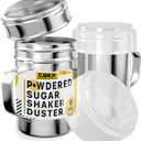 CUSINIUM 6 Ounce Mini Powder Sugar Shaker With Handle - Fine Mesh - With Plastic Cap - Pack of 2 (Silver)